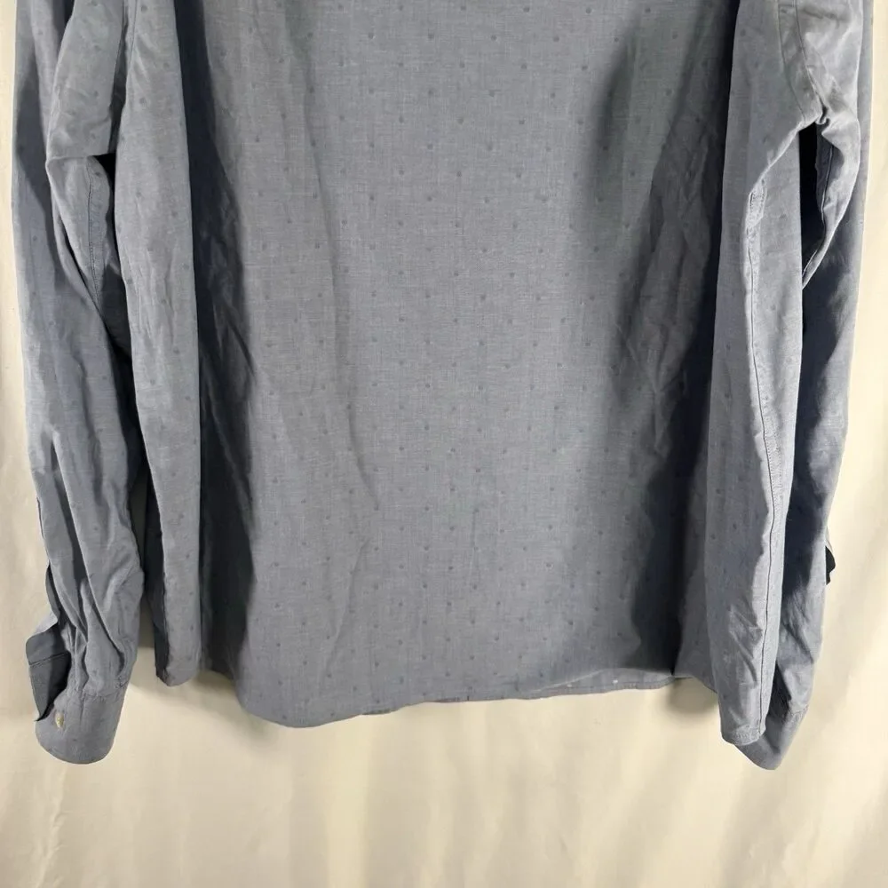 Banana Republic Untucked Fit Shirt Mens XXL Polka Dot Blue Long Sleeve Button Up